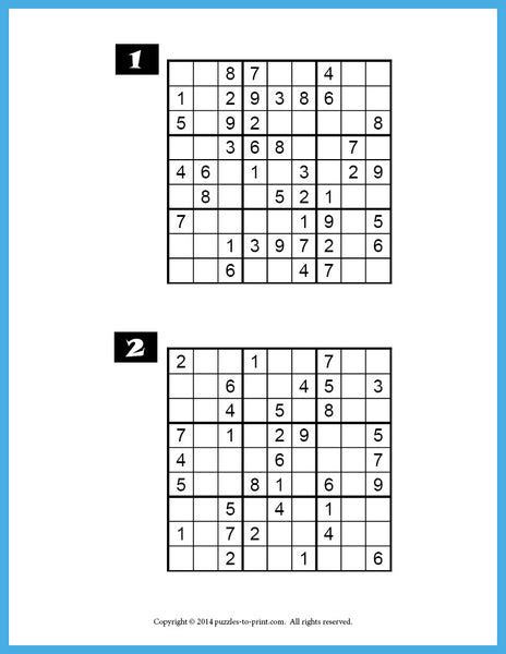 Easy Sudoku For You Printable Pdf Puzzles To Print