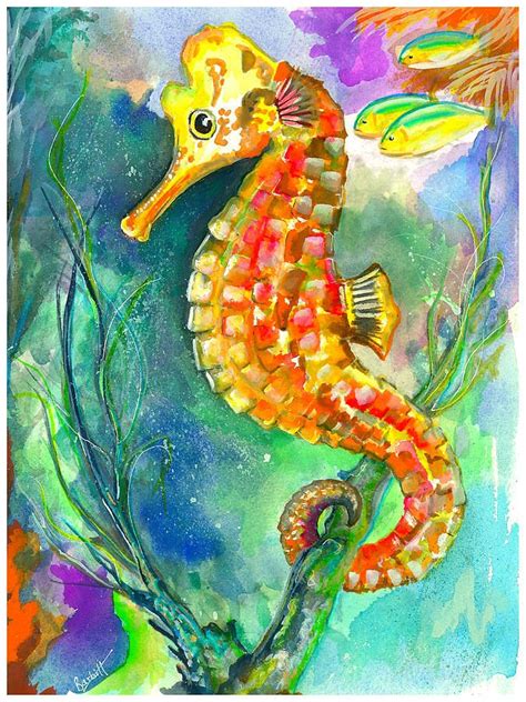 Seapony Ride Watercolor And Gouache By ©barbi Holzmann Fineartamerica