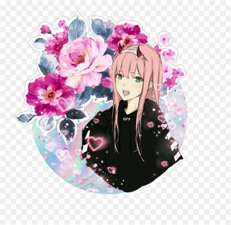 Zerotwo Anime Heart Flowers Pink Aesthetic Love