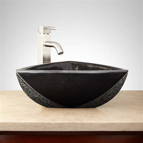 Vessel sink artisanal basin beautiful homes decorative bowls marble tableware interior bathroom ideas. West Triangular Black Granite Vessel Sink - Bathroom