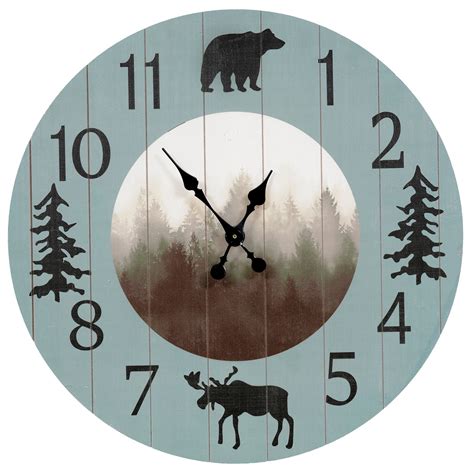 Rustic Clocks And Wildlife Clocks Bear Mountain Time Wall Clock Black