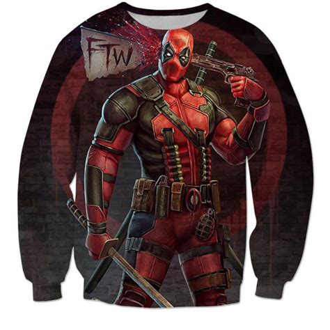 Deadpool Cartoon Crewneck Hoodies Women Men Fashion Clothing Jumper