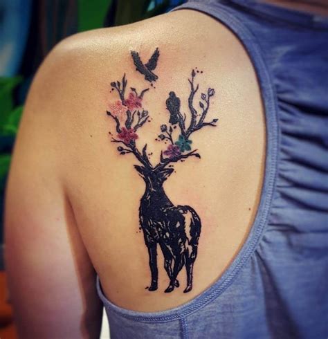 12 Best Deer With Flowers Tattoo Ideas Petpress Flower Tattoos