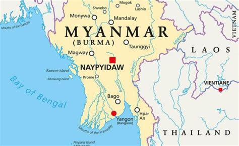 Peta Negara Myanmar Lengkap Dengan Kota Sumber Daya Alam Batas Wilayah