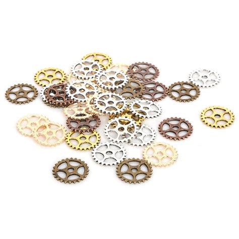 15mm 50pcs Metal Beads Vintage Steampunk Gear Charms For Jewelry Making