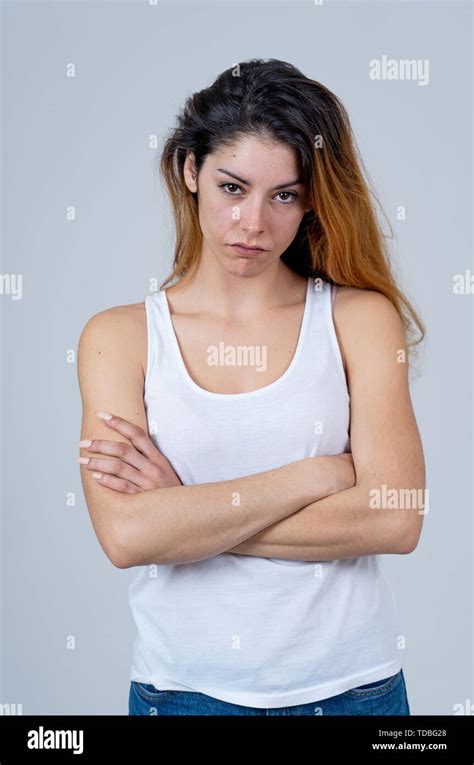 Facial Expressions Emotions Anger Young Attractive Caucasian Woman With Angry Face Looking