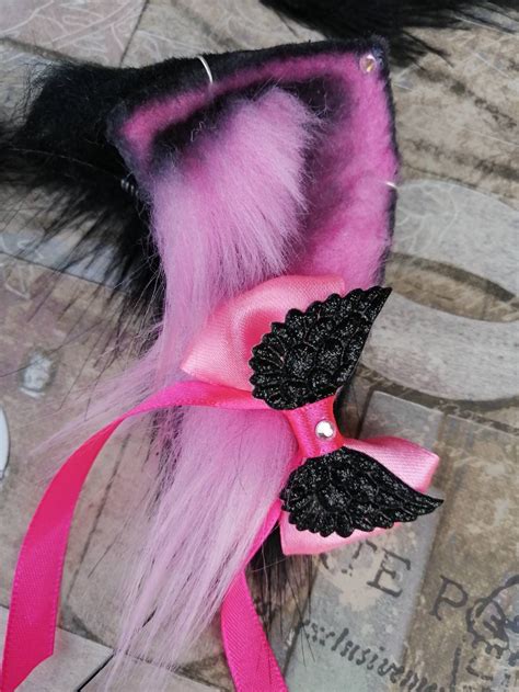 Realistic Cat Ears Black And Pink Etsy