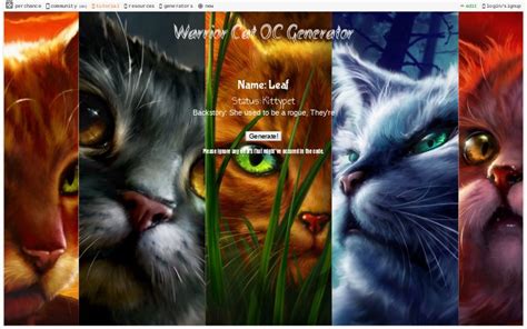The first of the sacred principles a warrior cat must live by. Warrior Cat Oc Generator ― Perchance