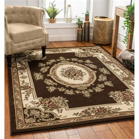 Pastoral Medallion Brown French 8 X 10 710 X 106 Area Rug