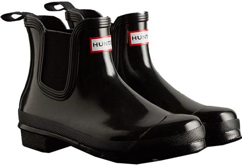 Hunter Wellies Womens Original Gloss Chelsea Boot Black Landau