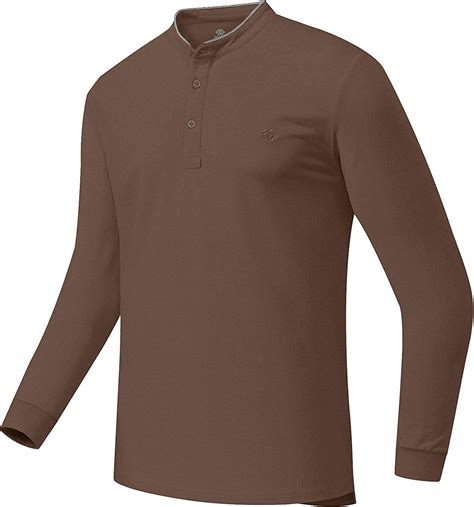 Mens Golf Shirts Long Sleeve Dry Fit Athletic Polo Shirts Collarless