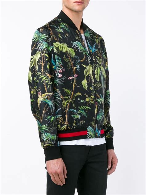 Lyst Gucci Tropical Print Bomber Jacket In Black For Men