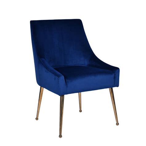 Modrest Castana Modern Blue Velvet And Gold Dining Chair Set Of 2 Blue Velvet Dining Chairs