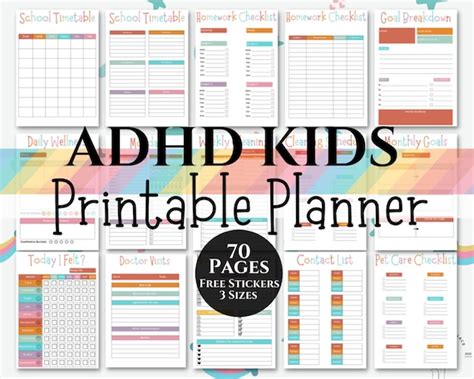 Adhd Planner For Kids Printable Kids Adhd Planner Kids Etsy