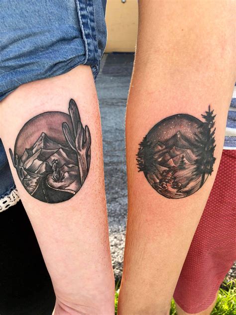 Maybe you would like to learn more about one of these? Matching mountain Couples tattoo done by @JORDYNGRINETATTOO , Tattoo artist at Evolved Body Arts ...