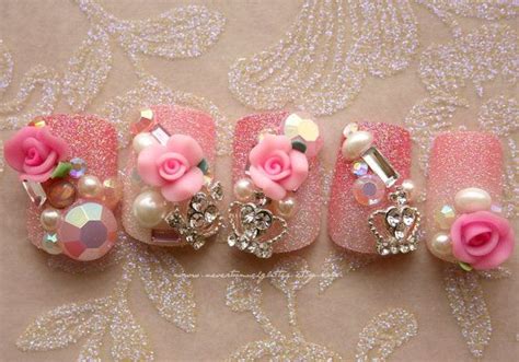 Rose Gyaru Nails Fab 3d Nail Art Cute Nail Art Beautiful Nail Art