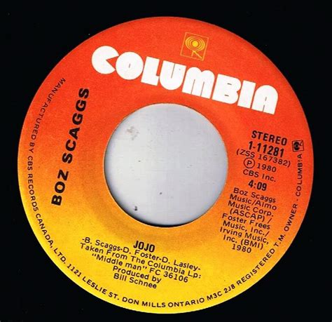 Boz Scaggs Jojo 45 Columbia Canada