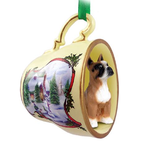 Tan boxer dog european blown glass christmas tree ornament decoration hunde. Boxer Christmas Ornament Teacup