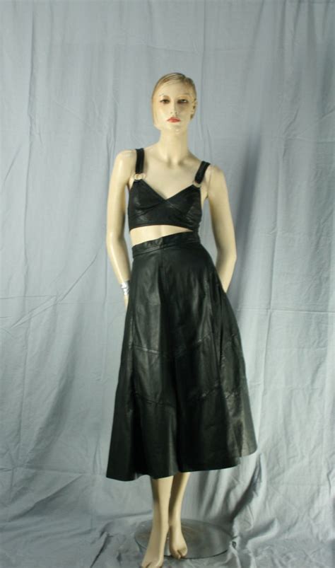 Black Leather Maxi Skirt Gem