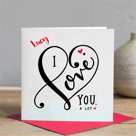 Valentines Day Card I Love You A Lot Card Girlfriend Card Etsy