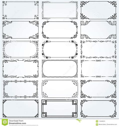 Download Decorative Rectangle Frames And Borders Set Vector Stock ...