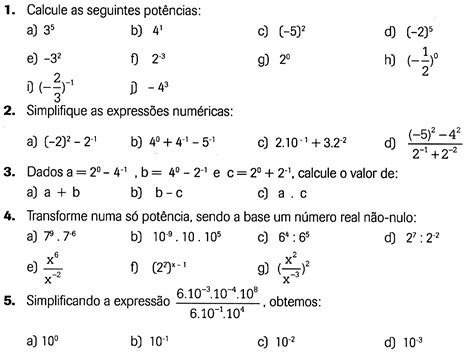 Exercicio De Potenciação 7 Ano Educa