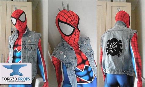 3d printed spike mohawk to finish off an amazing punk spider man cosplay forg3d props male
