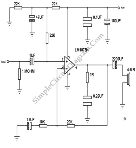 Lm1875 20 Watt Audio Power Amplifier Simple Circuit Diagram