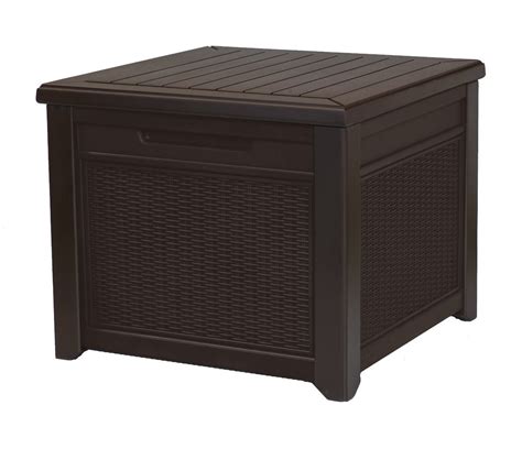 Keter 55 Gallon Resin Rattan Style Outdoor Deck Box Table In One With