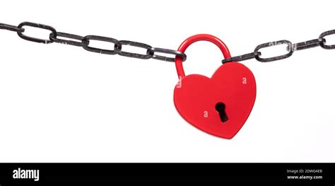 Lock Of Love Red Heart Lock And Chain Stock Photo Alamy