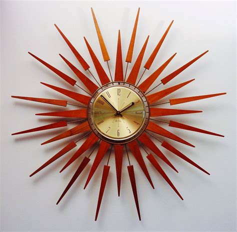 Mid Century Modern Starburst Wall Clock By Seth Thomas