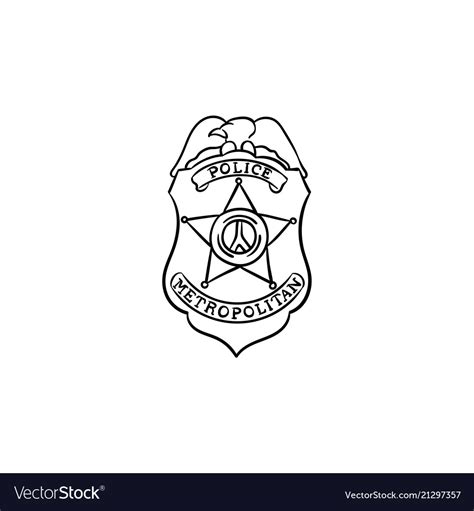 Police Badge Hand Drawn Outline Doodle Icon Vector Image
