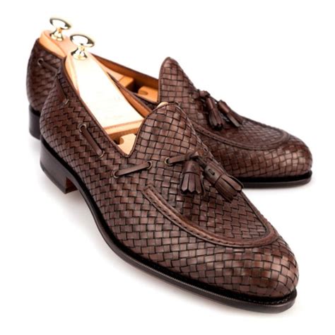 Tassel Loafers Brown Braided Carmina Shoemaker