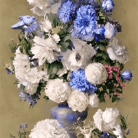 Artfully Creative Artistically Designed Gorgeous White Posies Blue
