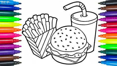 How To Draw Cheeseburger Coloring Book For Kids Drawing Fast Food