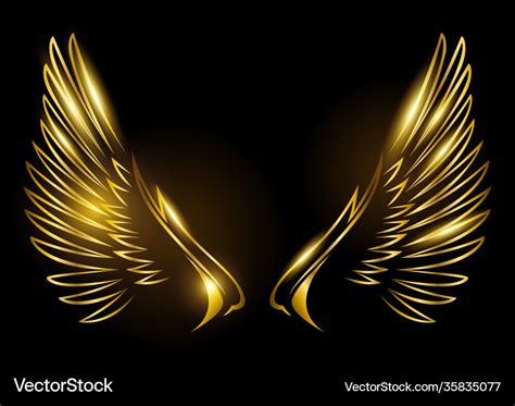 Golden Wings On Black Background Royalty Free Vector Image