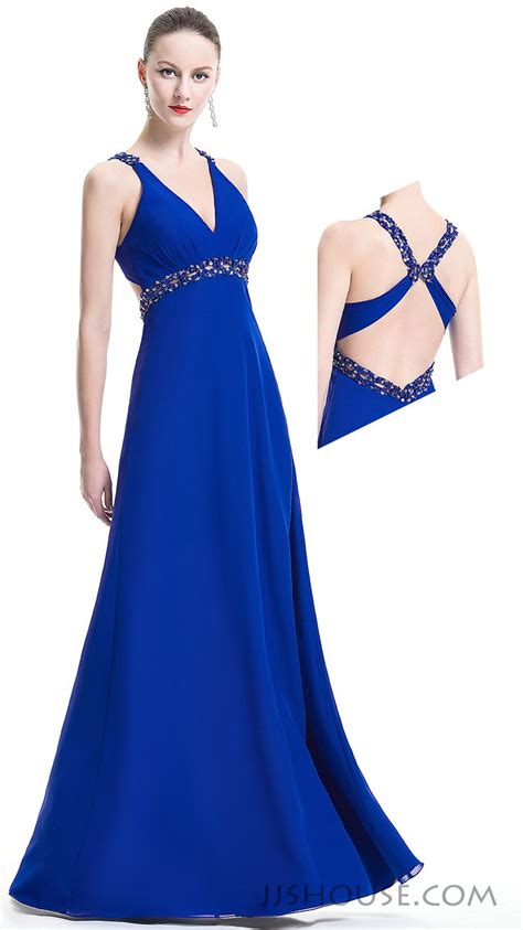 [us 150 00] empire v neck floor length chiffon evening dress with ruffle beading sequins jj s