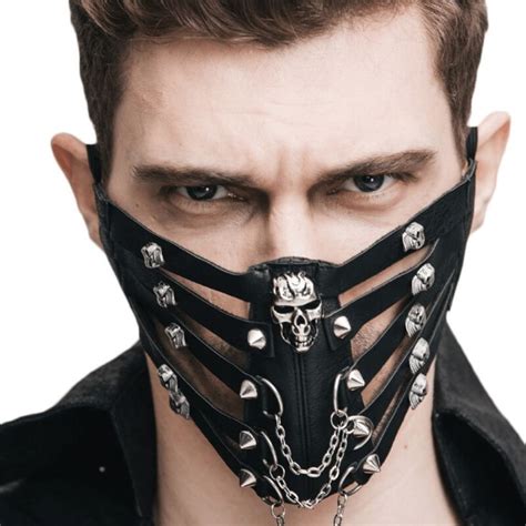 Skull Cage Leather Mask In 2021 Leather Mask Heavy Metal Fashion
