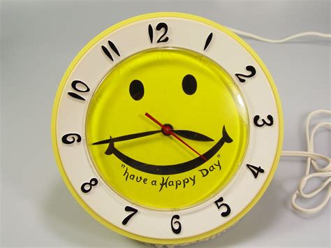 1970s Retro Yellow Lux Smiley Face Have A Happy Day Vintage Groovy Wall