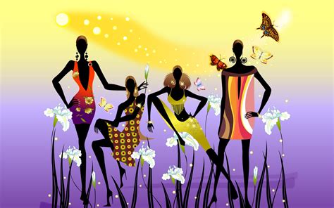 The Shadow Girls Colorful Costumes Flowers Ladies Weed