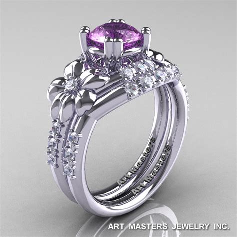 Diamond cluster ring rose gold twig engagement ring, $779. Nature Inspired 14K White Gold 1.0 Ct Lilac Amethyst ...