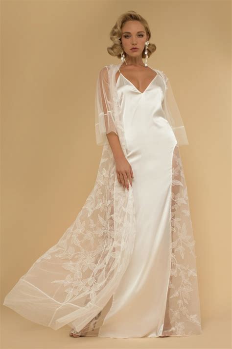 Set With Silk Nightgown And Lace Robe