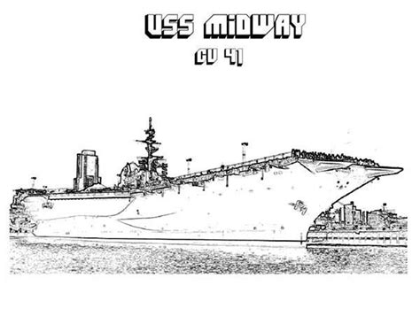 CV 41 Midway Aircraft Carrier Ship Coloring Pages Android Tab Online