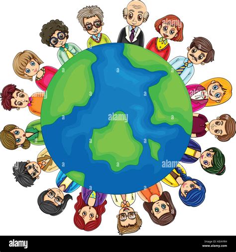 Illustration of many people around the world Stock Vector Art & Illustration, Vector Image ...
