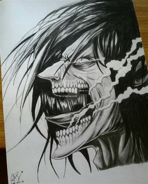 Attack On Titan Eren Titan Form Drawing Titan Attack Eren Draw