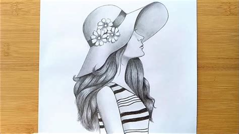 How To Draw A Girl With Hat For Beginners Step By Step Pencil Sketch