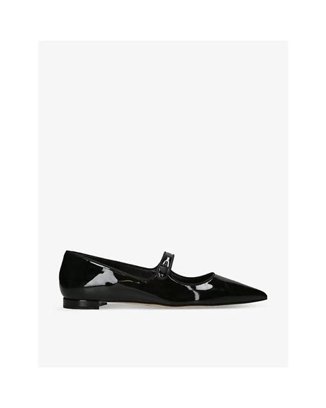 Manolo Blahnik Campari Pointed Toe Patent Leather Ballet Flats In Black
