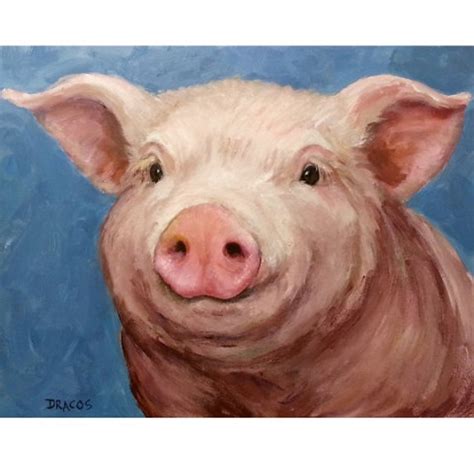 Pig Art Pigs By Dottie Dracos Pig Portrait Pink Pig Etsy Pig