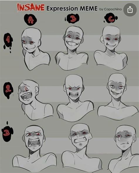 Psycho Faces Drawing Face Expressions Art Reference