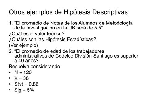 Hipotesis Descriptivas